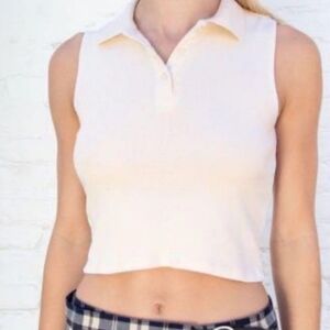 Brandy Melville Cropped Preppy Sleeveless Polo Shirt